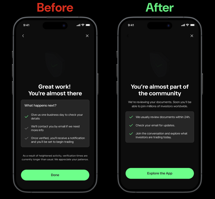 KYC success screen redesign